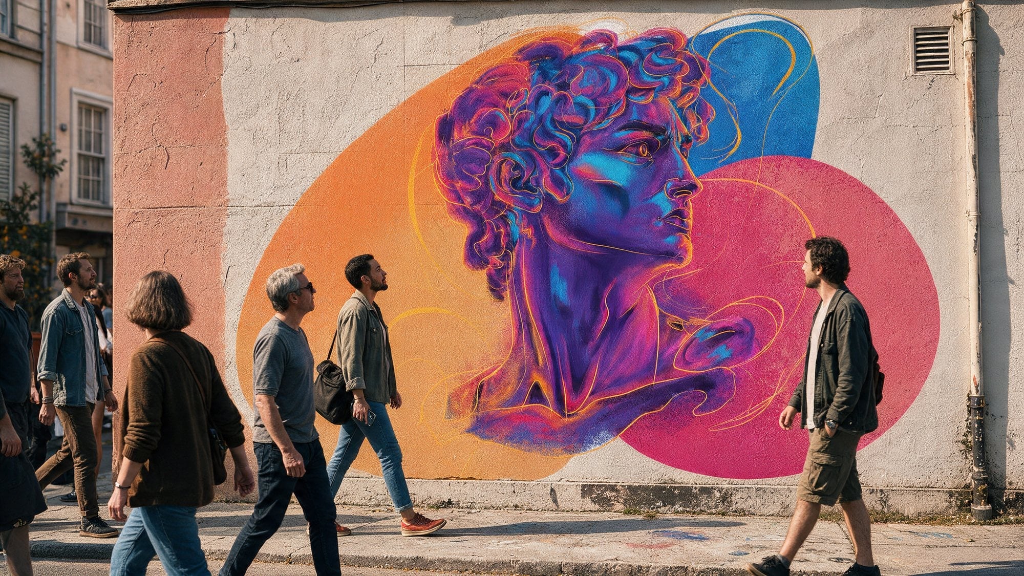 Profil clasic — simulare mural, stil figurativ contemporan