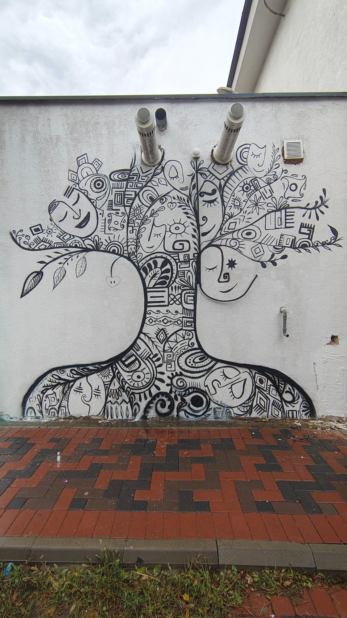 Mural line art „Tree of Life” — Școala Gării Cățelu